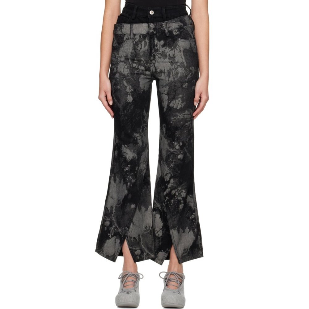 Feng Chen Wang Black Jacquard Jeans